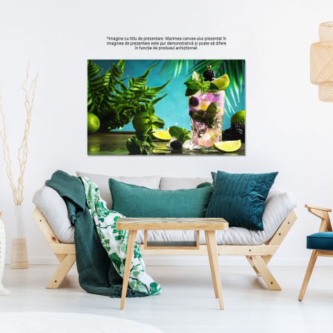 Tablou Canvas Mojito cu Mure: Răcoritor de Vară cu Lămâie și Mentă, Marime 40x25CM [2]