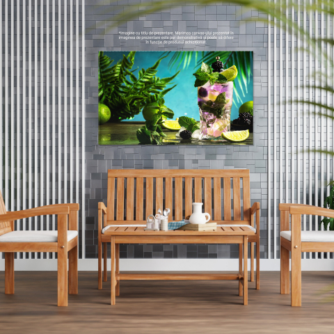Tablou Canvas Mojito cu Mure: Răcoritor de Vară cu Lămâie și Mentă, Marime 40x25CM [3]