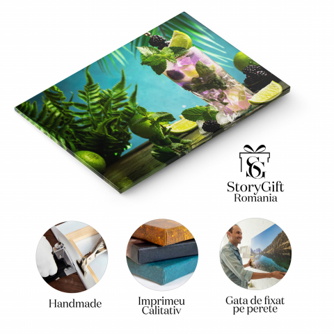 Tablou Canvas Mojito cu Mure: Răcoritor de Vară cu Lămâie și Mentă, Marime 40x25CM [1]