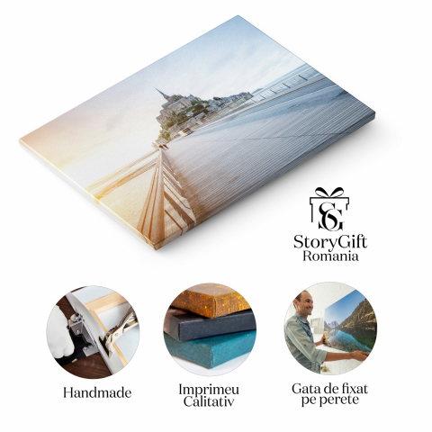 Tablou Canvas: Mont Saint-Michel în Apus - O Fereastră Spre Istoria Franței, Marime 40x25CM [1]