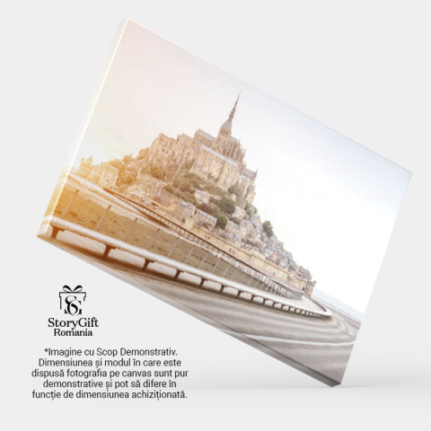 Tablou Canvas: Mont Saint-Michel in Apus - Patrimoniu Mondial si Lumini Magice 40x25CM [3]
