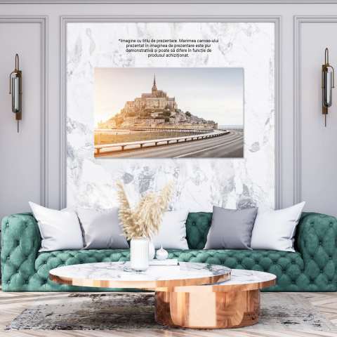Tablou Canvas: Mont Saint-Michel în Apus - O Magie a Patrimoniului Mondial, Marime 40x25CM [2]