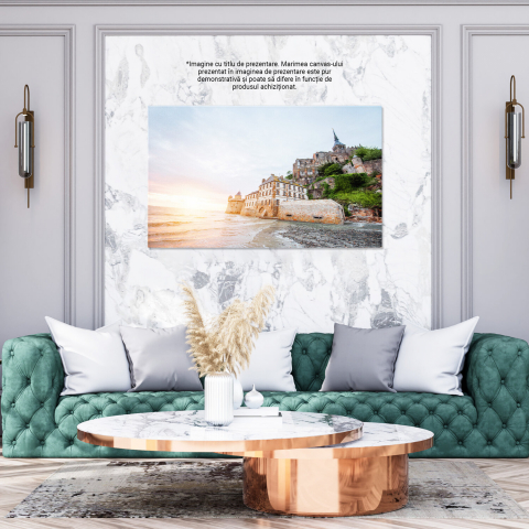 Tablou Canvas: Mont Saint-Michel în Apus - Poveste și Reflecții, Marime 40x25CM [2]