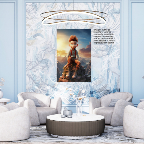 Tablou Canvas - Băiatul și Apusul în Mijlocul Munților, Marime 40x25CM [3]