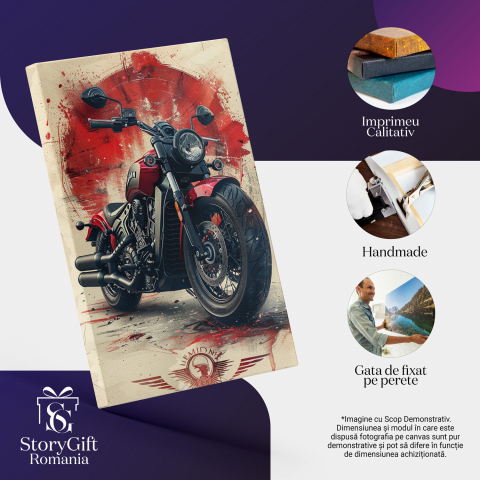 Motocicleta Drumurilor Sângeroase - Tablou Canvas cu Perfectiune și Viteză pe Două Roți, Marime 40x25CM [1]
