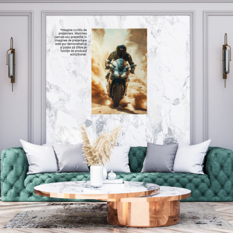 Motociclistul în Viteză - Tablou Canvas cu Nor de Praf Ridicat, Marime 40x25CM [2]