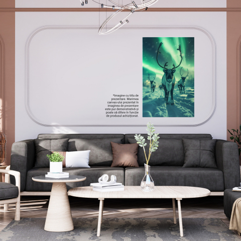 Tabloul canvas cu cerbi polari admirând cerul colorat, Marime 40x25CM [3]