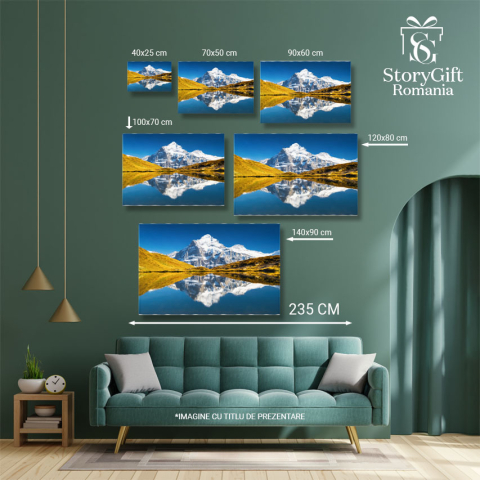 Tablou Canvas Munte Inalt si Reflectie pe Apa, mountain, peisaj, natura, reflectare 2349 40x25CM [4]