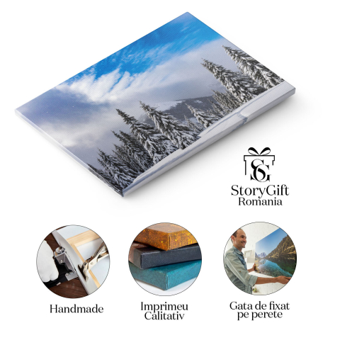 Tablou Canvas Munti cu Varfuri Acoperite de Zapada si Cascate la Glen Etive: Munti, Cascade, Zapada, Glen Etive, Iarna. 4140 40x25CM [1]