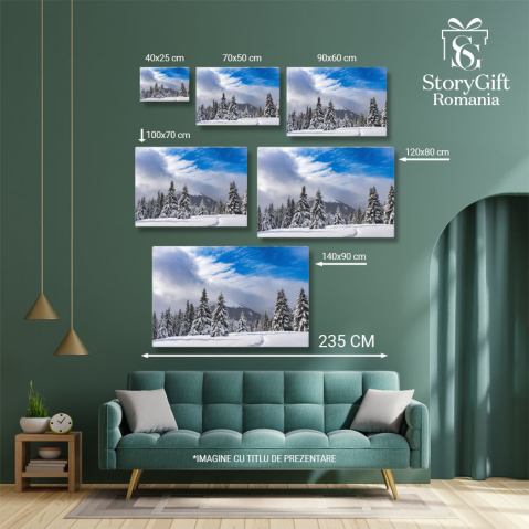 Tablou Canvas Munti cu Varfuri Acoperite de Zapada si Cascate la Glen Etive: Munti, Cascade, Zapada, Glen Etive, Iarna. 4140 40x25CM [4]
