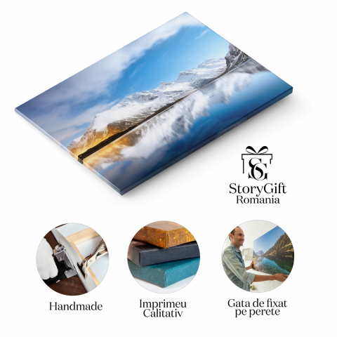 Munți și Reflexii pe Apă în Noapte: Peisaj Montan din Norvegia, Marime 40x25CM [1]