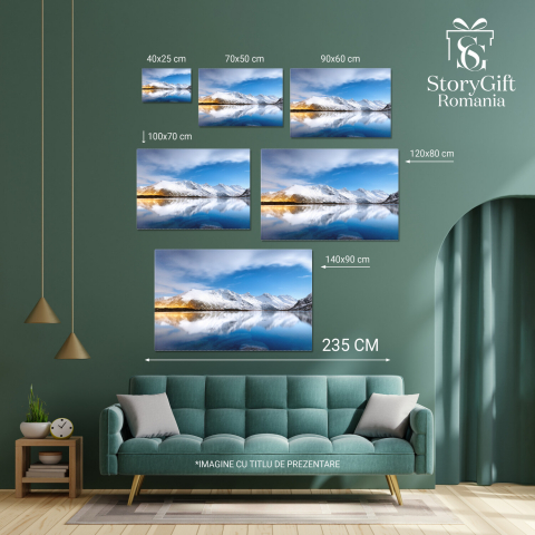 Munți și Reflexii pe Apă în Noapte: Peisaj Montan din Norvegia, Marime 40x25CM [3]