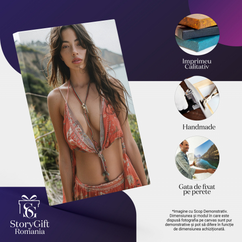 Naufragiata pe Insula Pustie - Tânără în Costum Colorat - Pictură Digitală, Marime 40x25CM [1]