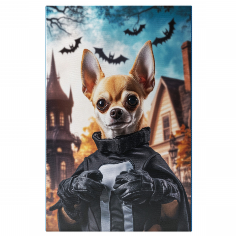 Sărbători -  Tablou Canvas Personalizat Halloween Cu Costum De Batman Și LilieciMarime 40x25CM