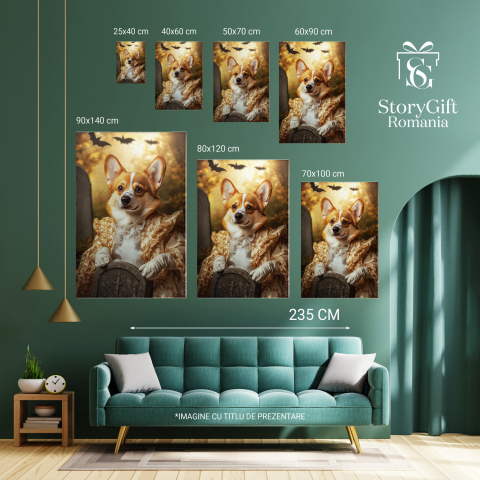  Tablou Canvas Personalizat Ținută Regală Galbenă La Halloween În CimitirMarime 40x25CM [5]