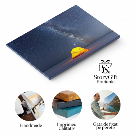 Tablou Canvas Noaptea Sub Stele: Călătorie Prin Calea Lactee, Marime 40x25CM [1]