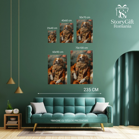 Nobilul Canin - Tablou Canvas cu Portretul unui Câine Aristocrat în Splendoarea Sa Regală, Marime 40x25CM [3]