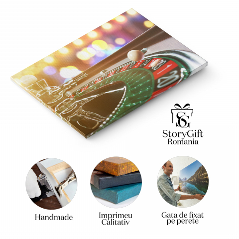 Tablou Canvas: Nopți de Noroc - Emoția și Incertitudinea Ruletei, Marime 40x25CM [1]