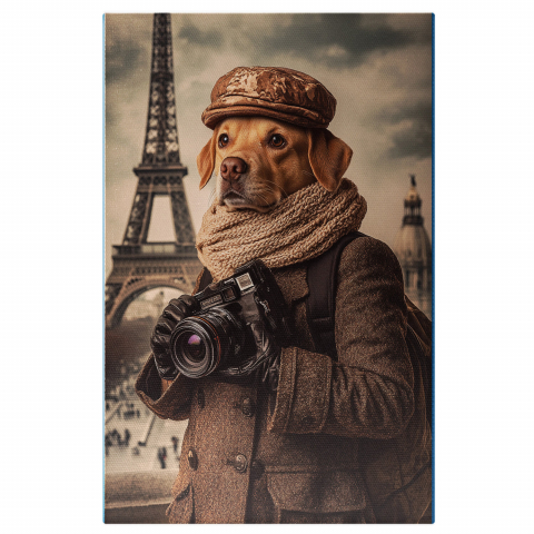 Atracții Turistice - Tablou Canvas Personalizat - Animal lângă Turnul Eiffel în Ținută Modernă
Marime 40x25CM