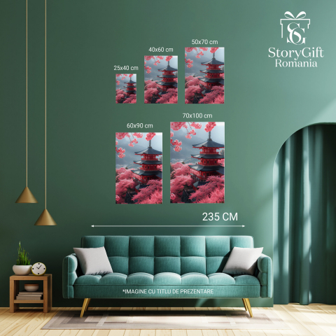O Bijuterie în Mijlocul Florilor de Cireș - Pagoda Cromatică, Marime 40x25CM [1]