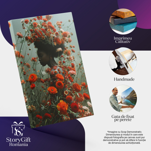 Călătorie către Centrul Inimii - Doamna cu Flori și Piele de Abanos, Marime 40x25CM [1]