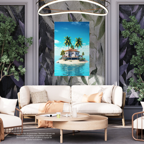 Tablou Canvas Căsuță pe Insulă Mică | Pictură Digitală Peisaj Izolat, Marime 40x25CM [3]