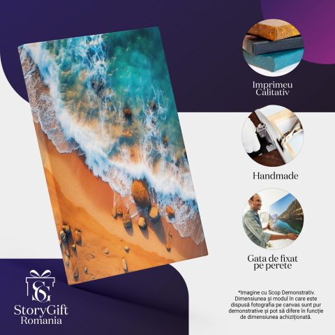 O Dimineață pe Plajă - Pictură Digitală cu Soare și Valuri, Marime 40x25CM [1]