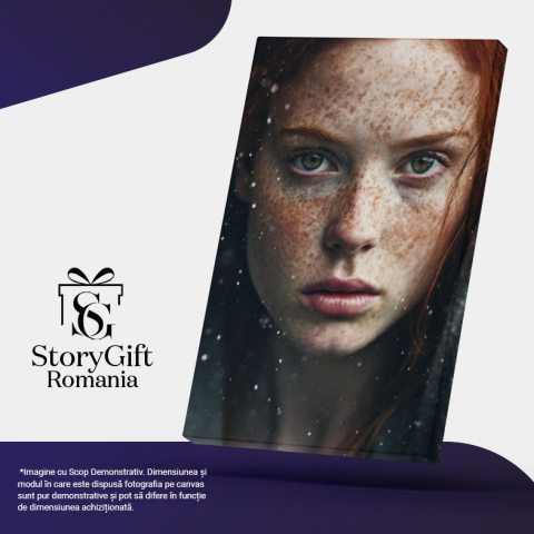 Tablou Canvas:  O fata draguta cu multe pistrui - roscata Pictura Digitala 40x25CM [4]