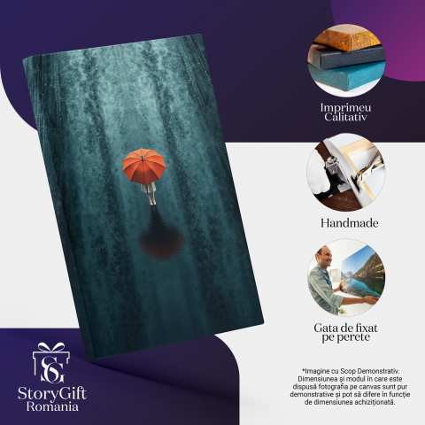 Tablou Canvas Femeie cu Umbrelă în Mijlocul Străzii | Pictură Digitală, Marime 40x25CM [1]