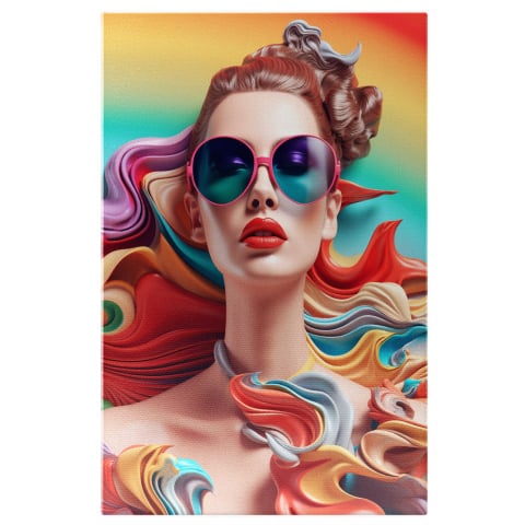 Tablouri Canvas - Tablou Canvas Femeie cu Ochelari de Soare | Pictură Digitală Abstractă, Marime 40x25CM