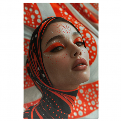 Tablouri Canvas - Tablou Canvas Pictură Digitală Portret Femeie cu Nuanțe Roșiatice și Negre - Stil și Eleganță, Marime 40x25CM