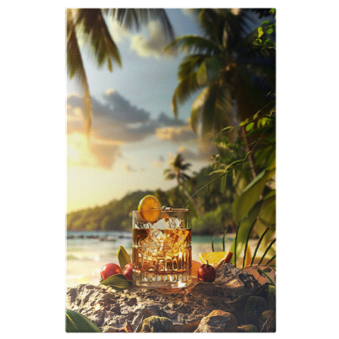 Băuturi - Tablou Canvas Oaza de Răcoare și Reîmprospătarea Citrică cu un Pahar de Limonadă în Soare , Pictura Digitala 40x25CM