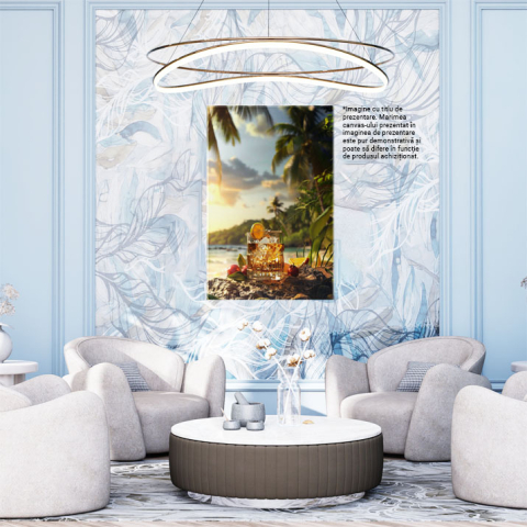 Tablou Canvas Oaza de Răcoare și Reîmprospătarea Citrică cu un Pahar de Limonadă în Soare , Pictura Digitala 40x25CM [1]