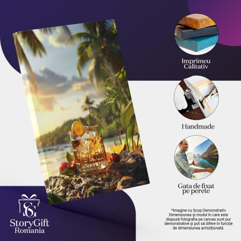 Tablou Canvas Oaza de Răcoare și Reîmprospătarea Citrică cu un Pahar de Limonadă în Soare , Pictura Digitala 40x25CM [2]