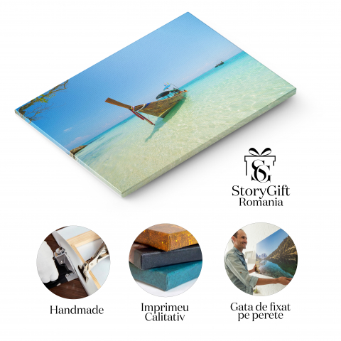 Tablou Canvas Ocean si Plaja in Thailanda, thailanda, phuket, ocean, plaja, fundal, atractie, casa, mal, stanci, turism, vara, sezon, natura, insula. 140x90CM [1]