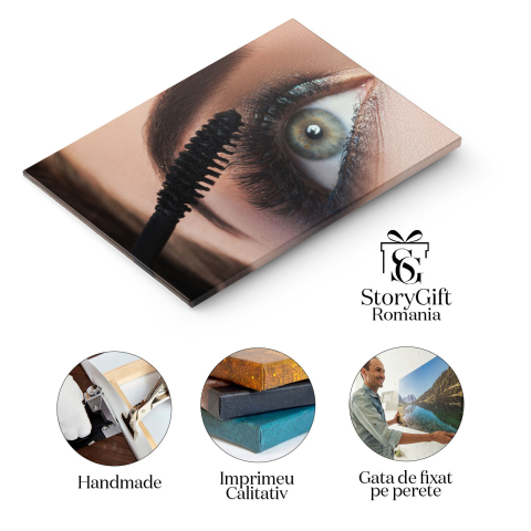 Tablou Canvas - Ochi stralucitori, machiaj detaliat, gene si umbre 40x25CM [1]