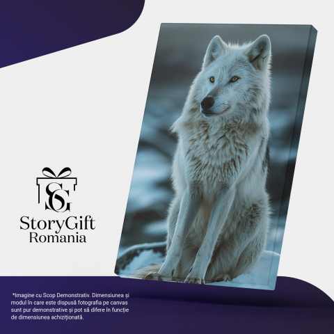 Tablou Canvas:  Ochii portocalii ai unui lup ațintiți către o pradă- Tainele sălbăticiei Pictura Digitala 40x25CM [4]