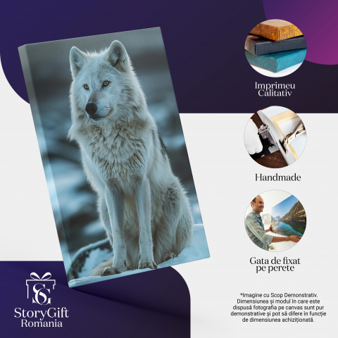 Tablou Canvas:  Ochii portocalii ai unui lup ațintiți către o pradă- Tainele sălbăticiei Pictura Digitala 40x25CM [1]