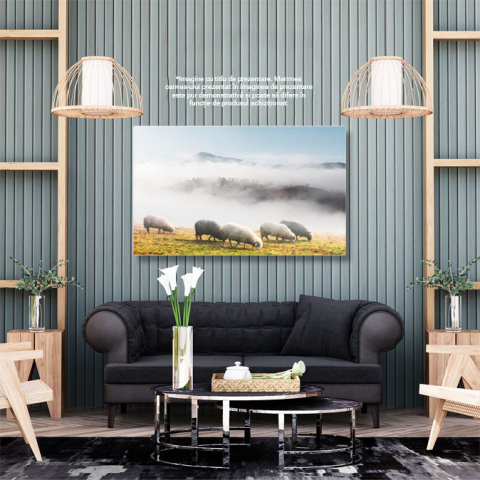 Tablou Canvas - Oi in munte pe ceata: sheeps, foggy, mountain, nature 40x25CM [2]