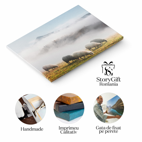 Oi în Munte pe Ceață - O Odă Naturii, Marime 40x25CM [1]