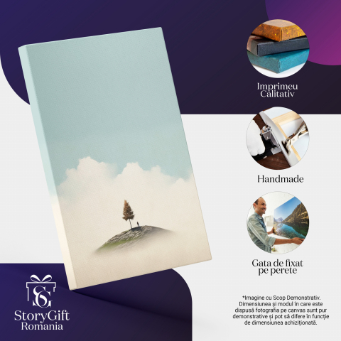 Tablou Canvas Om pe Vârful Muntelui | Pictură Digitală Inspirațională, Marime 40x25CM [1]