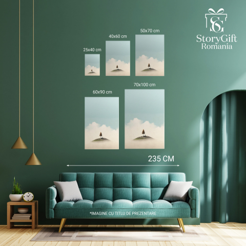 Tablou Canvas Om pe Vârful Muntelui | Pictură Digitală Inspirațională, Marime 40x25CM [2]