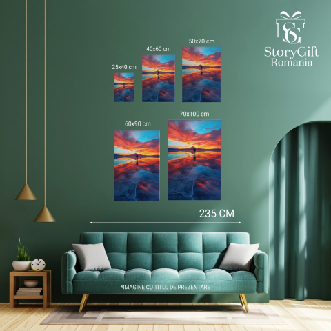 „Tablou Canvas Omul de pe Gheața Spartă Privește Apusul din Munți”, Marime 40x25CM [2]