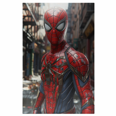 Personaje Desene Animate - Omul Păianjen în Misiune – Pictură Digitală cu Supereroul în Costum Roșu și Albastru, Marime 40x25CM