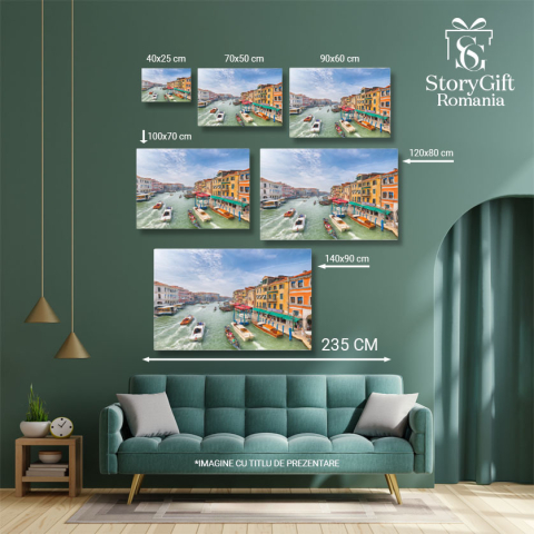 Tablou Canvas Orasul Venetia la Apus cu Reflexii Magice in Canale, italia, apus, apa, arhitectura, romantic 515 40x25CM [4]
