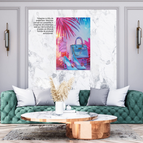 Blue Outfit with Stylish Shoes, Sunglasses, and Handbag – Digital Art, Marime 40x25CM [2]