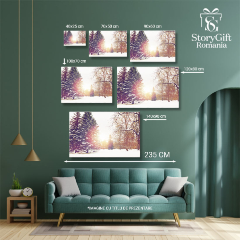 Tablou Canvas Padure de Iarna cu Brazi si Zapada, iarna, padure, natura, zapada, Craciun 5160 40x25CM [4]