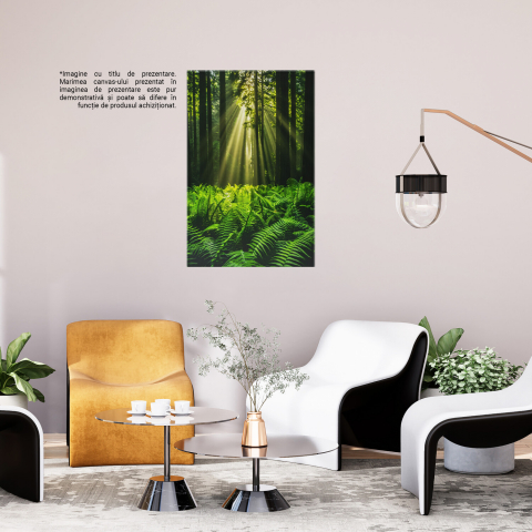 Pădure Tropicală cu Frunze Mari și Razele Soarelui Printre Copaci, Marime 40x25CM [2]