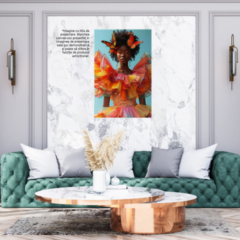 Paleta Pasiunii - Tablou Canvas cu Femeia în Rochie Colorată Voluminoasă și Machiaj Artistic, Marime 40x25CM [2]