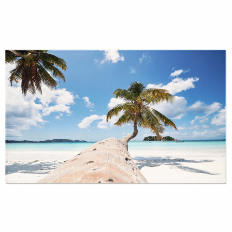 Plajă - Palmier pe Plaja cu Nisip Alb din Seychelles - Paradis Tropical, Marime 40x25CM